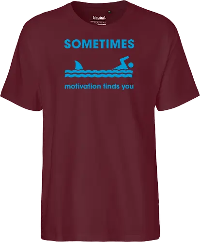 Sometimes Motivation Finds You" Funny Shark Swimmer Art