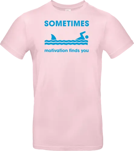 Sometimes Motivation Finds You" Funny Shark Swimmer Art
