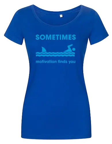 Sometimes Motivation Finds You" Funny Shark Swimmer Art