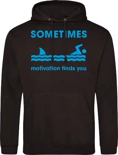 Sometimes Motivation Finds You" Funny Shark Swimmer Art