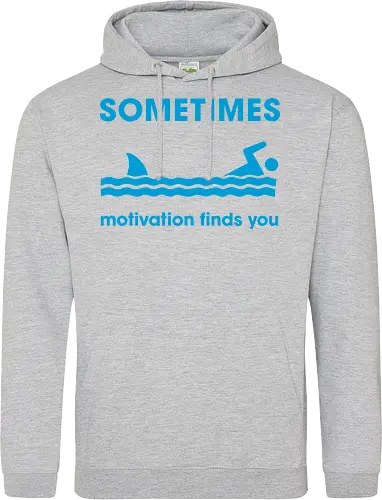 Sometimes Motivation Finds You" Funny Shark Swimmer Art