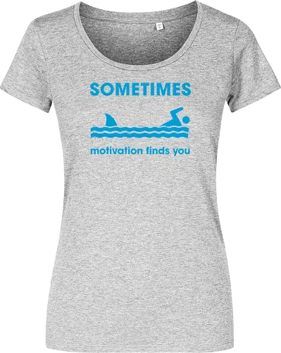 Sometimes Motivation Finds You" Funny Shark Swimmer Art