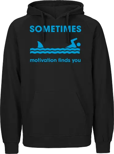 Sometimes Motivation Finds You" Funny Shark Swimmer Art