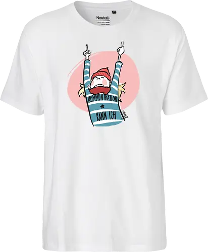 Ringeldinger "Kommunikation .." - Ringelpullisprüche, Ringeldinger, streifenweise, Spruch, Weisheit, Motivation, Ringelpulli, Sprüche Shirt, Cartoon Illustration, Statement Shirt, Handgezeichnet, Humor, Kommunikation, Selbstironie, Streifenpulli, Spruchshirt deutsch - Fairtrade T-Shirt