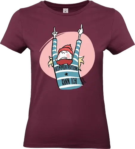 Ringeldinger "Kommunikation .." - Ringelpullisprüche, Ringeldinger, streifenweise, Spruch, Weisheit, Motivation, Ringelpulli, Sprüche Shirt, Cartoon Illustration, Statement Shirt, Handgezeichnet, Humor, Kommunikation, Selbstironie, Streifenpulli, Spruchshirt deutsch - Standard T-Shirt (Frauen)