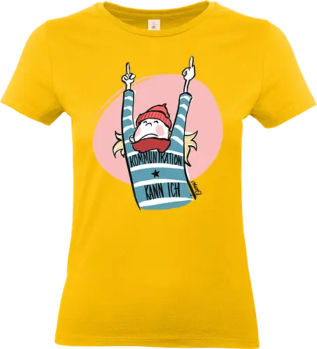 Ringeldinger "Kommunikation .." - Ringelpullisprüche, Ringeldinger, streifenweise, Spruch, Weisheit, Motivation, Ringelpulli, Sprüche Shirt, Cartoon Illustration, Statement Shirt, Handgezeichnet, Humor, Kommunikation, Selbstironie, Streifenpulli, Spruchshirt deutsch - Standard T-Shirt (Frauen)