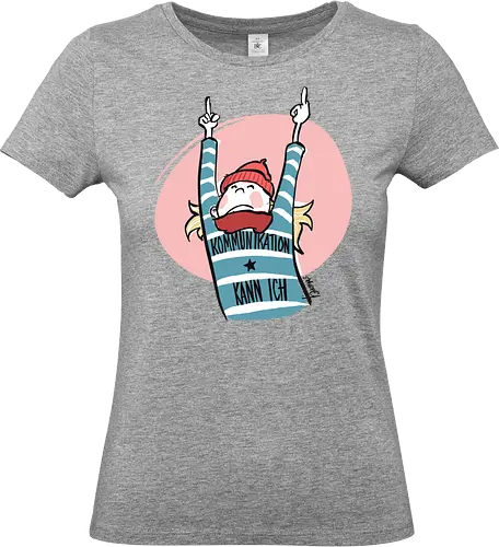 Ringeldinger "Kommunikation .." - Ringelpullisprüche, Ringeldinger, streifenweise, Spruch, Weisheit, Motivation, Ringelpulli, Sprüche Shirt, Cartoon Illustration, Statement Shirt, Handgezeichnet, Humor, Kommunikation, Selbstironie, Streifenpulli, Spruchshirt deutsch - Standard T-Shirt (Frauen)