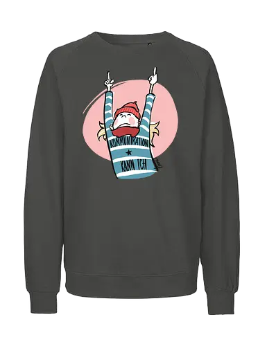 Ringeldinger "Kommunikation .." - Ringelpullisprüche, Ringeldinger, streifenweise, Spruch, Weisheit, Motivation, Ringelpulli, Sprüche Shirt, Cartoon Illustration, Statement Shirt, Handgezeichnet, Humor, Kommunikation, Selbstironie, Streifenpulli, Spruchshirt deutsch - Fairtrade Sweatshirt