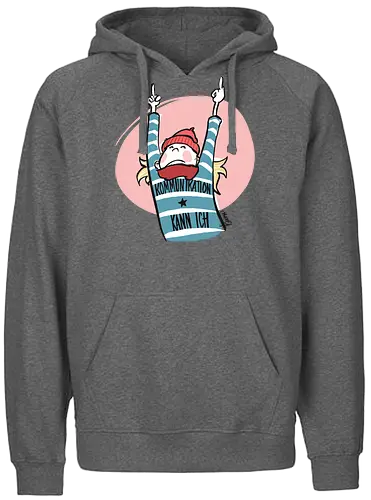 Ringeldinger "Kommunikation .." - Ringelpullisprüche, Ringeldinger, streifenweise, Spruch, Weisheit, Motivation, Ringelpulli, Sprüche Shirt, Cartoon Illustration, Statement Shirt, Handgezeichnet, Humor, Kommunikation, Selbstironie, Streifenpulli, Spruchshirt deutsch - Fairtrade Hoodie