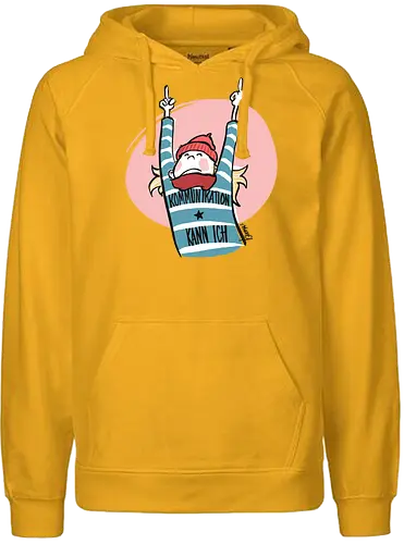 Ringeldinger "Kommunikation .." - Ringelpullisprüche, Ringeldinger, streifenweise, Spruch, Weisheit, Motivation, Ringelpulli, Sprüche Shirt, Cartoon Illustration, Statement Shirt, Handgezeichnet, Humor, Kommunikation, Selbstironie, Streifenpulli, Spruchshirt deutsch - Fairtrade Hoodie