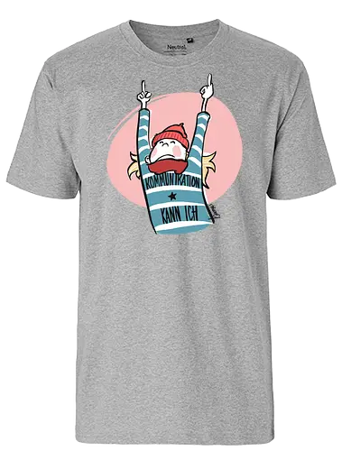 Ringeldinger "Kommunikation .." - Ringelpullisprüche, Ringeldinger, streifenweise, Spruch, Weisheit, Motivation, Ringelpulli, Sprüche Shirt, Cartoon Illustration, Statement Shirt, Handgezeichnet, Humor, Kommunikation, Selbstironie, Streifenpulli, Spruchshirt deutsch - Fairtrade T-Shirt