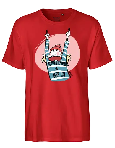 Ringeldinger "Kommunikation .." - Ringelpullisprüche, Ringeldinger, streifenweise, Spruch, Weisheit, Motivation, Ringelpulli, Sprüche Shirt, Cartoon Illustration, Statement Shirt, Handgezeichnet, Humor, Kommunikation, Selbstironie, Streifenpulli, Spruchshirt deutsch - Fairtrade T-Shirt