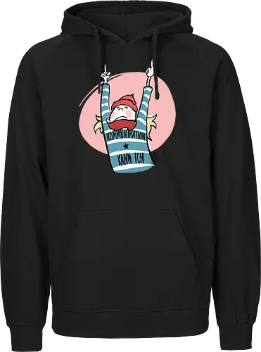 Ringeldinger "Kommunikation .." - Ringelpullisprüche, Ringeldinger, streifenweise, Spruch, Weisheit, Motivation, Ringelpulli, Sprüche Shirt, Cartoon Illustration, Statement Shirt, Handgezeichnet, Humor, Kommunikation, Selbstironie, Streifenpulli, Spruchshirt deutsch - Fairtrade Hoodie