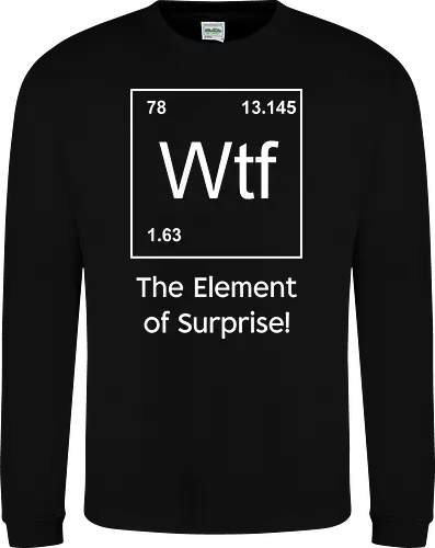Wtf - The Element of Surprise" Funny Chemistry Science Art