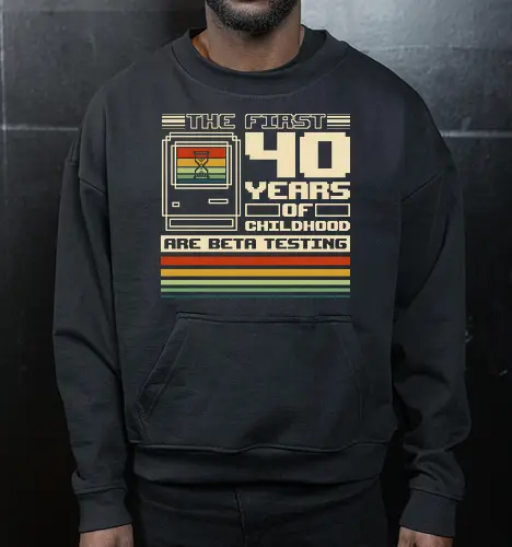 The First 40 Years Of Childhood  - gamer, 70s, 80s, 90s, classic, funny, gaming, geek, humor, nerd, nostalgia, old school, retro, video game, vintage - Cropped Sweatshirt