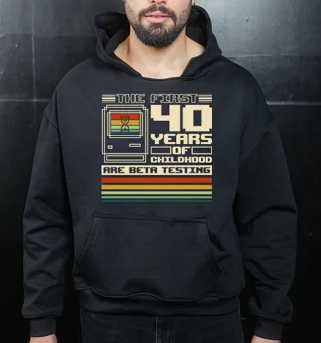 The First 40 Years Of Childhood  - gamer, 70s, 80s, 90s, classic, funny, gaming, geek, humor, nerd, nostalgia, old school, retro, video game, vintage - Cropped Hoodie