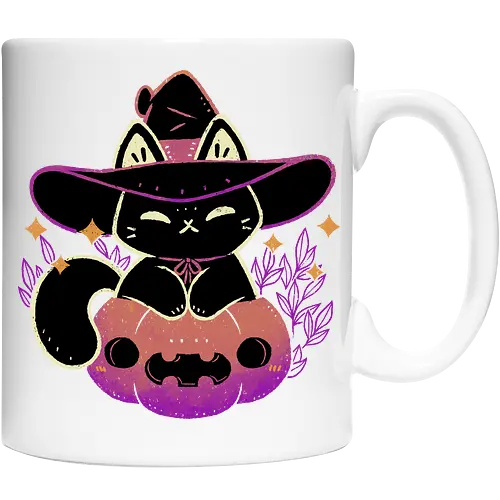 Cute Halloween Cat on Pumpkin