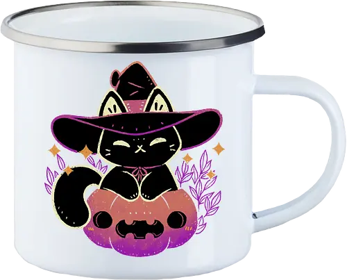 Cute Halloween Cat on Pumpkin