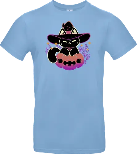 Cute Halloween Cat on Pumpkin