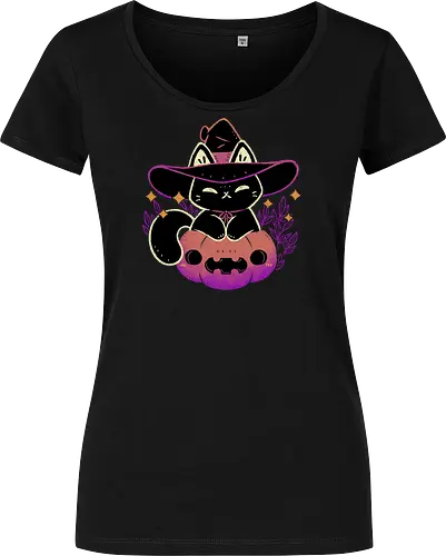 Cute Halloween Cat on Pumpkin