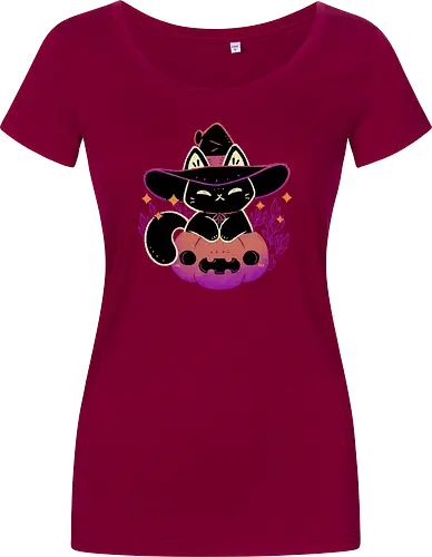 Cute Halloween Cat on Pumpkin