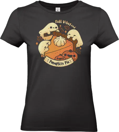Fall Vibes and Pumpkin Pie Halloween - pumpkin pie, cute ghost, halloween, pumpkin, fall, autumn, warm, food, cake, cinnamon, cozy, kawaii ghost, spooky cute, cream, xmorfina - Standard T-Shirt (Frauen)