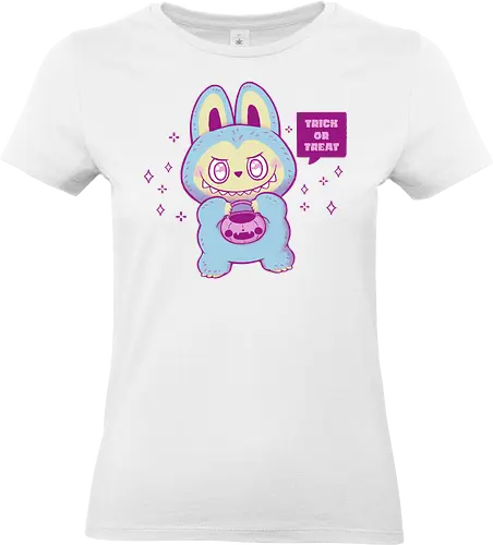 Halloween Monster Bunny Trick or Treat - halloween, trick or treat, pastel goth, halloween pumpkin, cute monster, bunny, whimsical, kawaii, spooky cute, creepy cute, pink, goth, love, xmorfina - Standard T-Shirt (Frauen)