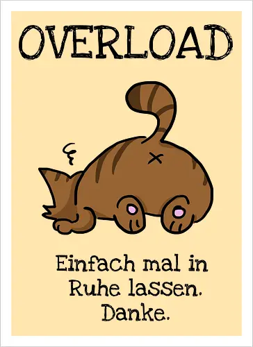 Overload-Katze mit schwarzer Schrift