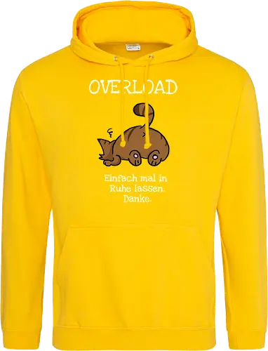 Overload-Katze mit weißer Schrift