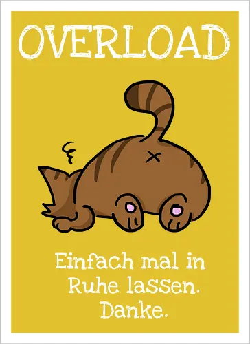 Overload-Katze mit weißer Schrift