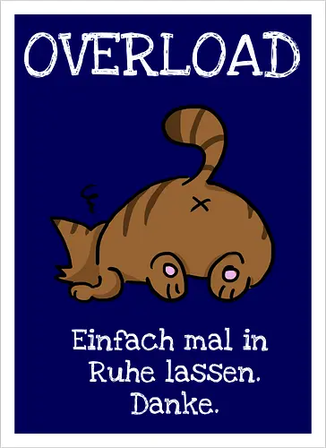Overload-Katze mit weißer Schrift