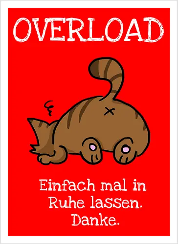 Overload-Katze mit weißer Schrift