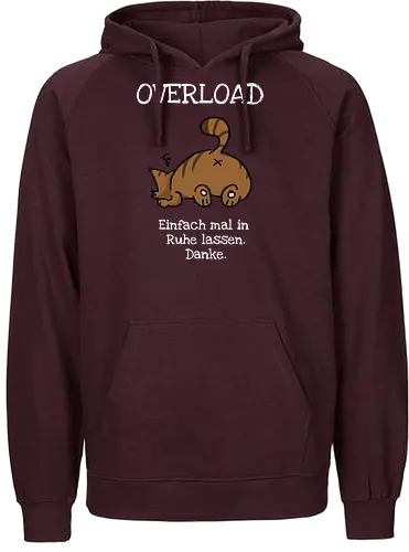 Overload-Katze mit weißer Schrift - Autismus, Overlaod, Katze - Fairtrade Hoodie