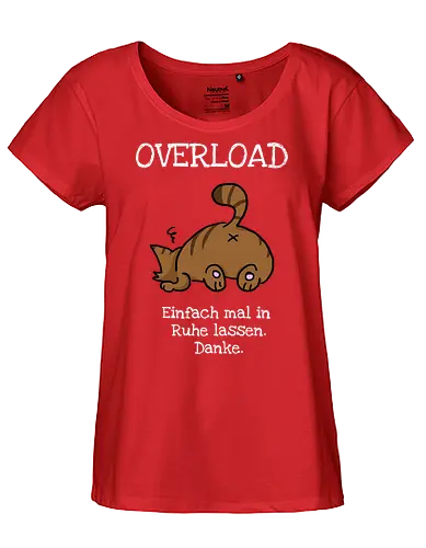 Overload-Katze mit weißer Schrift - Autismus, Overlaod, Katze - Fairtrade Girl Shirt
