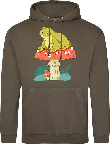 Frosch auf Pilz