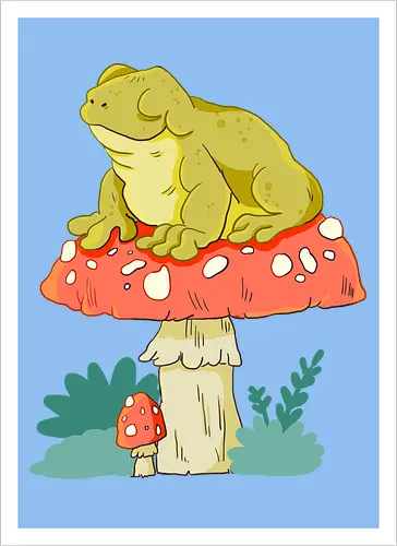 Frosch auf Pilz