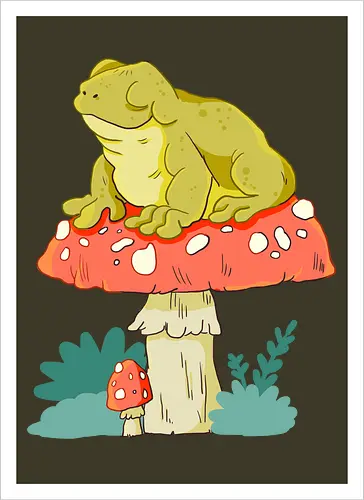 Frosch auf Pilz