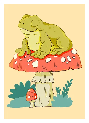 Frosch auf Pilz
