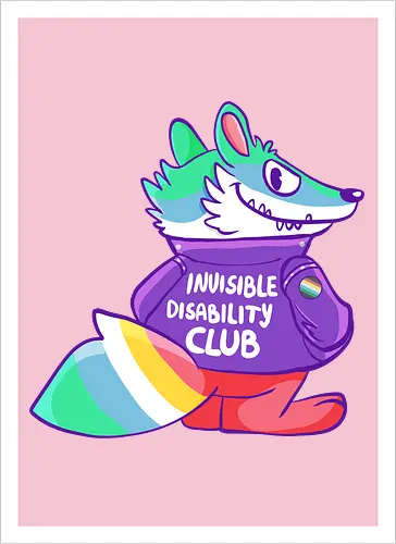 Invisible Disability Club - Waschbär, Behinderung, disability - Kunstdruck