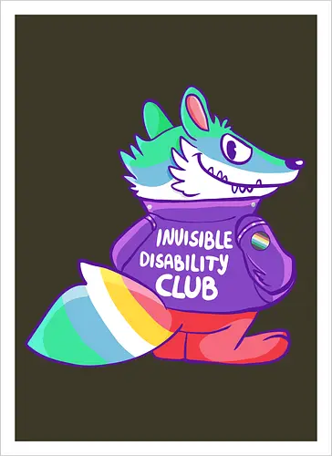 Invisible Disability Club - Waschbär, Behinderung, disability - Kunstdruck