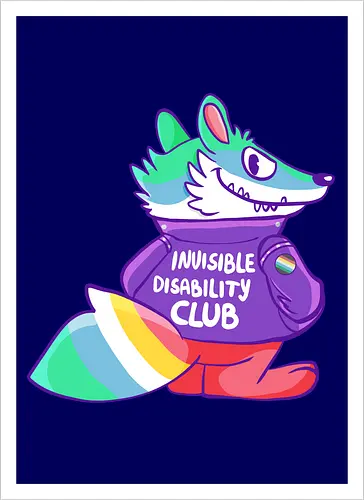Invisible Disability Club - Waschbär, Behinderung, disability - Kunstdruck