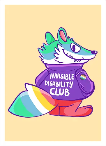 Invisible Disability Club - Waschbär, Behinderung, disability - Kunstdruck
