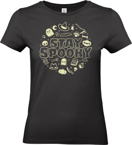 Stay Spooky - quote, creepy, spooky, witch, pumpkin, cute, kawaii, occult, black, horror, love, xmorfina, stay spooky, halloween, text - Standard T-Shirt (Frauen)