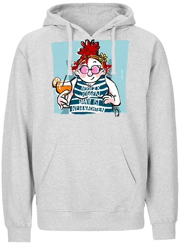 Ringeldinger "Noch 2 x Joggen..." - Humor, Joggen, Sport, Sportmuffel, Selbstironie, Streifenpulli, Spruchshirt deutsch, Ringelpullisprüche, Ringeldinger, streifenweise, Spruch, Weisheit, Motivation, Ringelpulli, Sprüche Shirt, Cartoon Illustration, Statement Shirt, Handgezeichnet - Fairtrade Hoodie