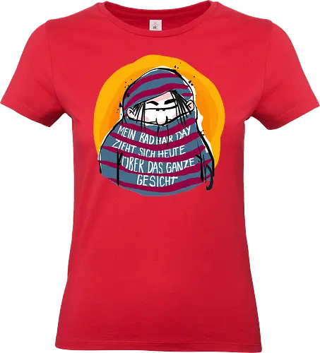 Ringeldinger "Mein Bad Hair Day .." - Ringelpullisprüche, Ringeldinger, streifenweise, Spruch, Weisheit, Motivation, Ringelpulli, Sprüche Shirt, Cartoon Illustration, Badhairday, Style, Beauty, Statement Shirt, Handgezeichnet, Humor, Selbstironie, Streifenpulli, Spruchshirt deutsch - Standard T-Shirt (Frauen)