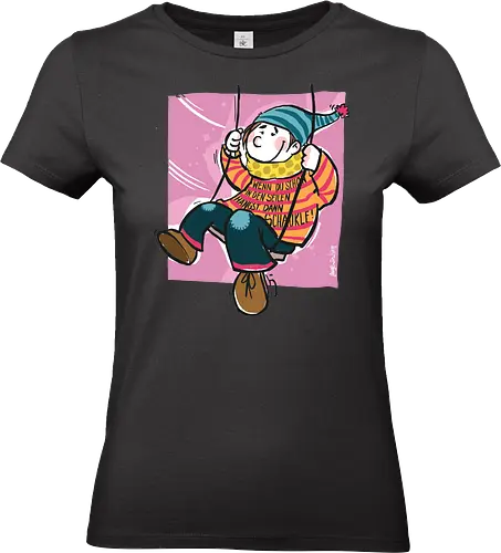 Ringeldinger "Wenn du schon in den Seilen hängst .." - Ringelpullisprüche, Ringeldinger, streifenweise, Spruch, Weisheit, Motivation, Ringelpulli, Sprüche Shirt, Cartoon Illustration, Statement Shirt, Handgezeichnet, Humor, Selbstironie, Streifenpulli, Spruchshirt deutsch - Standard T-Shirt (Frauen)