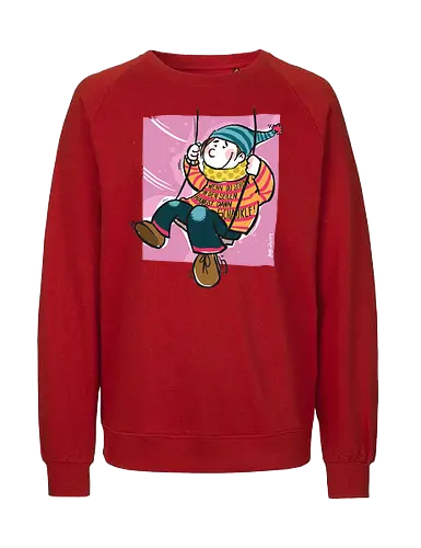 Ringeldinger "Wenn du schon in den Seilen hängst .." - Ringelpullisprüche, Ringeldinger, streifenweise, Spruch, Weisheit, Motivation, Ringelpulli, Sprüche Shirt, Cartoon Illustration, Statement Shirt, Handgezeichnet, Humor, Selbstironie, Streifenpulli, Spruchshirt deutsch - Fairtrade Sweatshirt