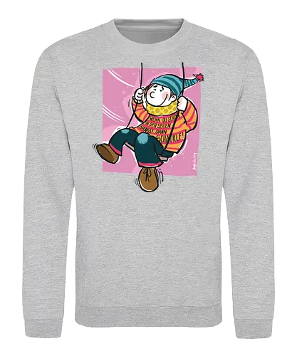 Ringeldinger "Wenn du schon in den Seilen hängst .." - Ringelpullisprüche, Ringeldinger, streifenweise, Spruch, Weisheit, Motivation, Ringelpulli, Sprüche Shirt, Cartoon Illustration, Statement Shirt, Handgezeichnet, Humor, Selbstironie, Streifenpulli, Spruchshirt deutsch - Sweatshirt