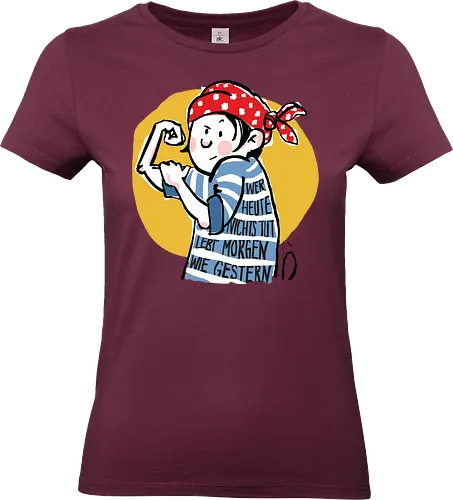 Ringeldinger "Wer heute nichts tut .." - Ringelpullisprüche, Ringeldinger, streifenweise, Spruch, Weisheit, Motivation, Ringelpulli, Sprüche Shirt, Cartoon Illustration, Statement Shirt, Handgezeichnet, Humor, Selbstironie, Streifenpulli, Spruchshirt deutsch - Standard T-Shirt (Frauen)