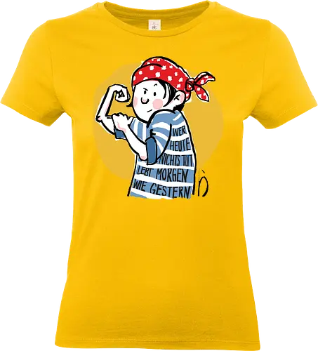 Ringeldinger "Wer heute nichts tut .." - Ringelpullisprüche, Ringeldinger, streifenweise, Spruch, Weisheit, Motivation, Ringelpulli, Sprüche Shirt, Cartoon Illustration, Statement Shirt, Handgezeichnet, Humor, Selbstironie, Streifenpulli, Spruchshirt deutsch - Standard T-Shirt (Frauen)